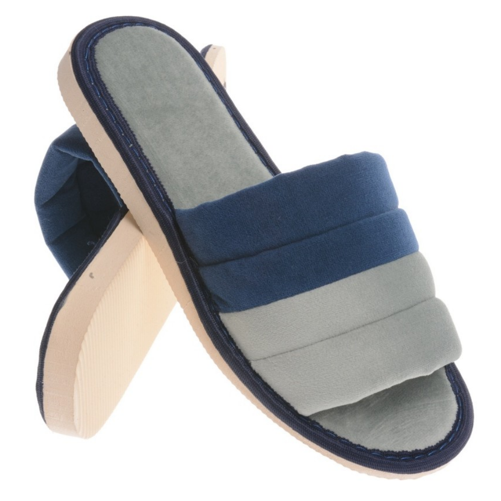 Papuci de dama din velur – comozi, usori, cu degete descoperite, ideali pentru interior, bleumarin, marime 39 EU [2]