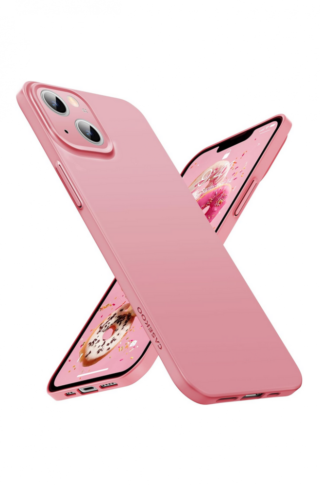 Set Husa Ultra Slim pentru iPhone 13 si 2 folii de sticla securizta, CASEKOO, roz, 2727 [1]