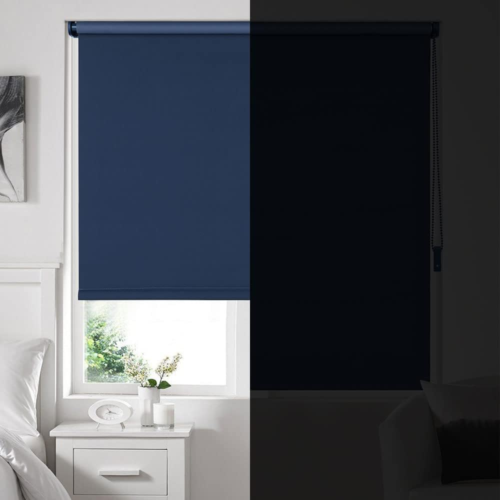 Jaluzea Termica Blackout 65 x 210 cm, albastru inchis, Fara Gaurire, cu Strat Intunecat si Certificare Oeko-Tex 100, EuroHome, 210 x 65 cm [3]