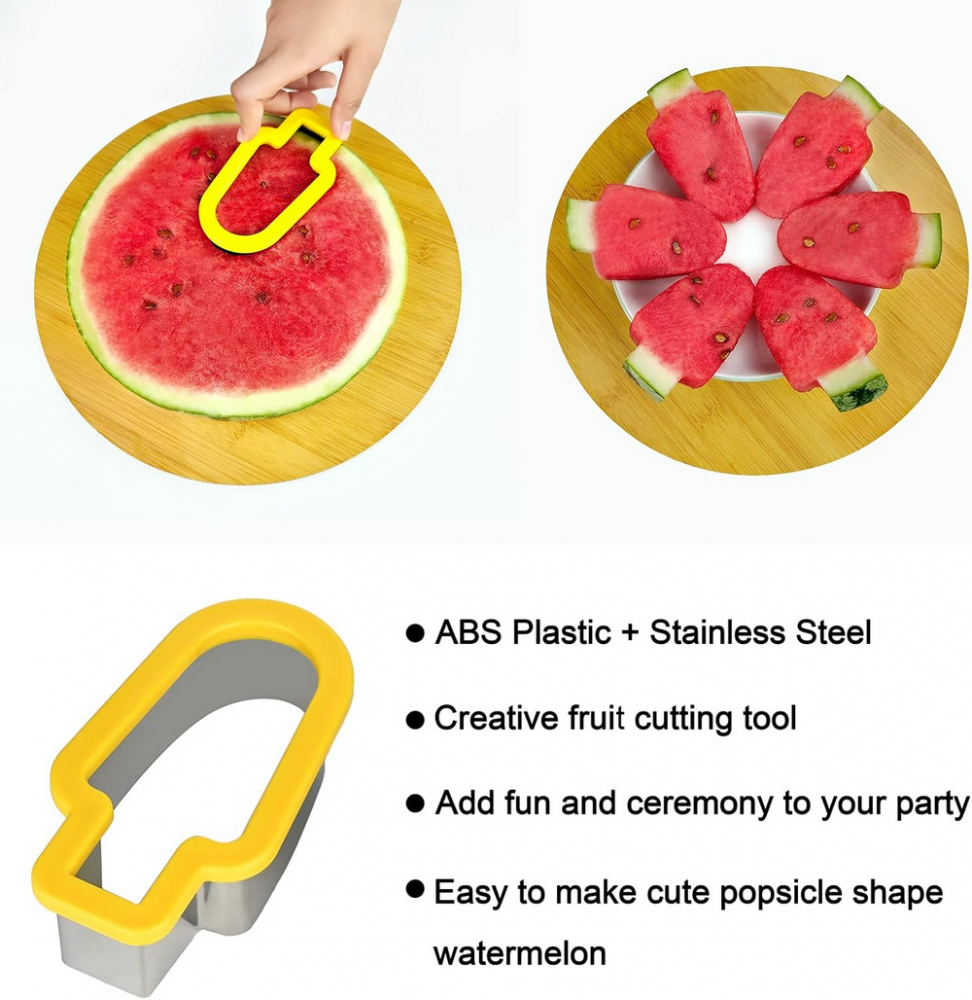 Slicer Fructe în Formă de Înghețată, Model Creativ pentru Tăierea Pepenelui, din Oțel Inoxidabil, Formă pentru Tort, Biscuiți și Fructe [4]