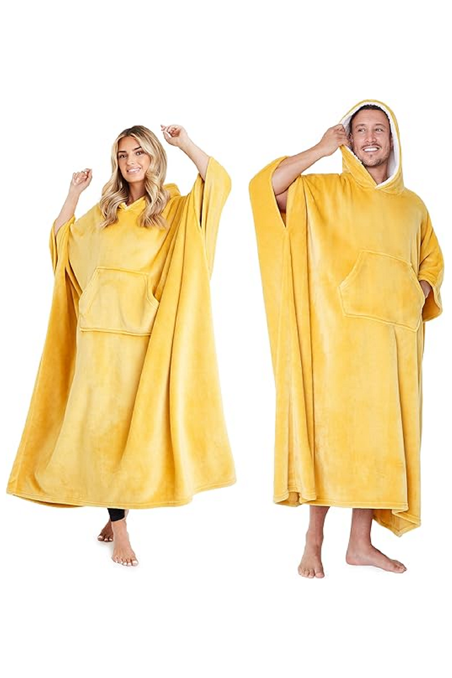 Patura Hanorac cu gluga, supradimensionata, CityComfort, din Fleece, pentru Barbati si Femei, Navy, Marime Universala [1]