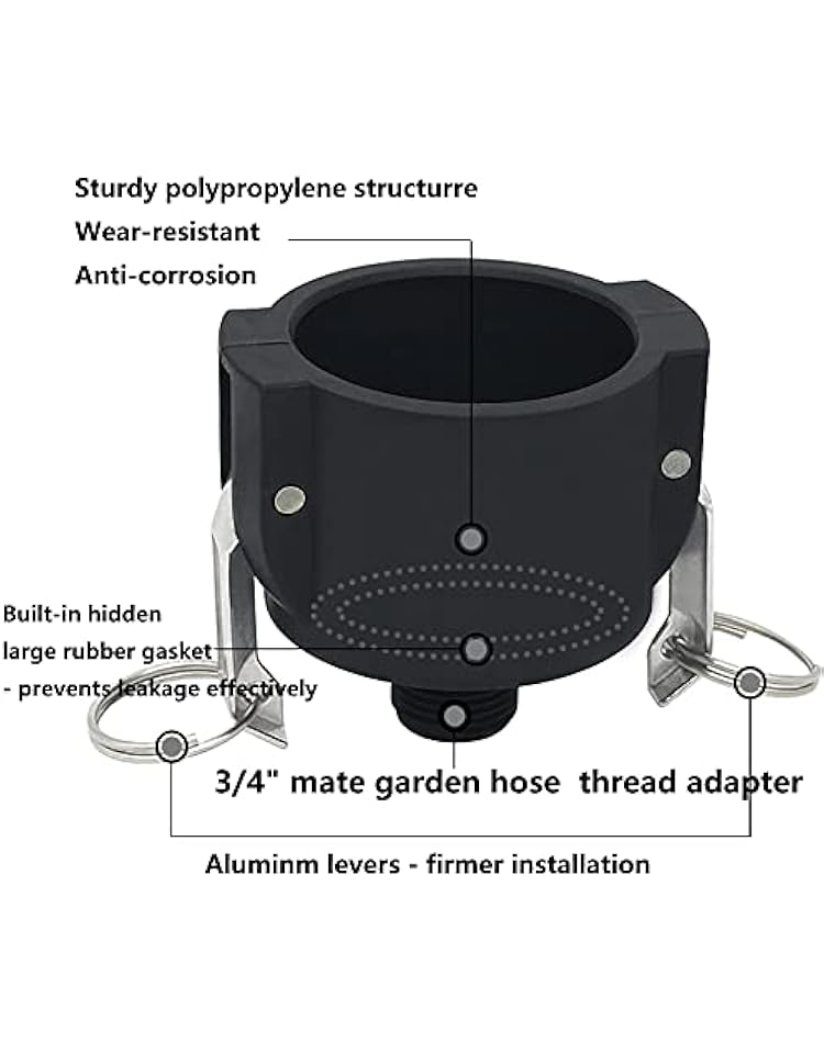 Adaptor de Scurgere pentru Rezervoare IBC 275/330 Galoane, Racord 2" Camlock la Furtun de Grădină [3]