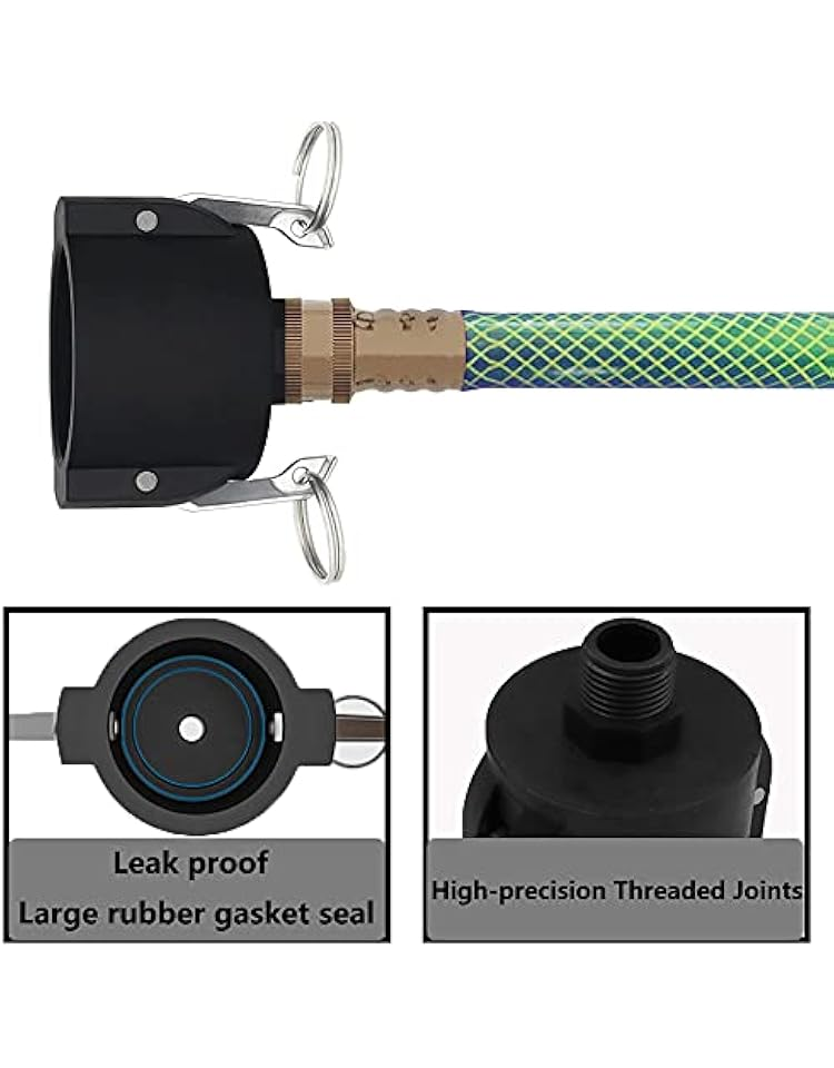Adaptor de Scurgere pentru Rezervoare IBC 275/330 Galoane, Racord 2" Camlock la Furtun de Grădină [2]