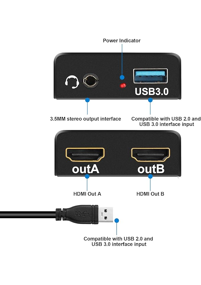 Adaptor USB 3.0 la Dual HDMI, pentru extindere imaginea monitorului, 60Hz - 49PT [2]