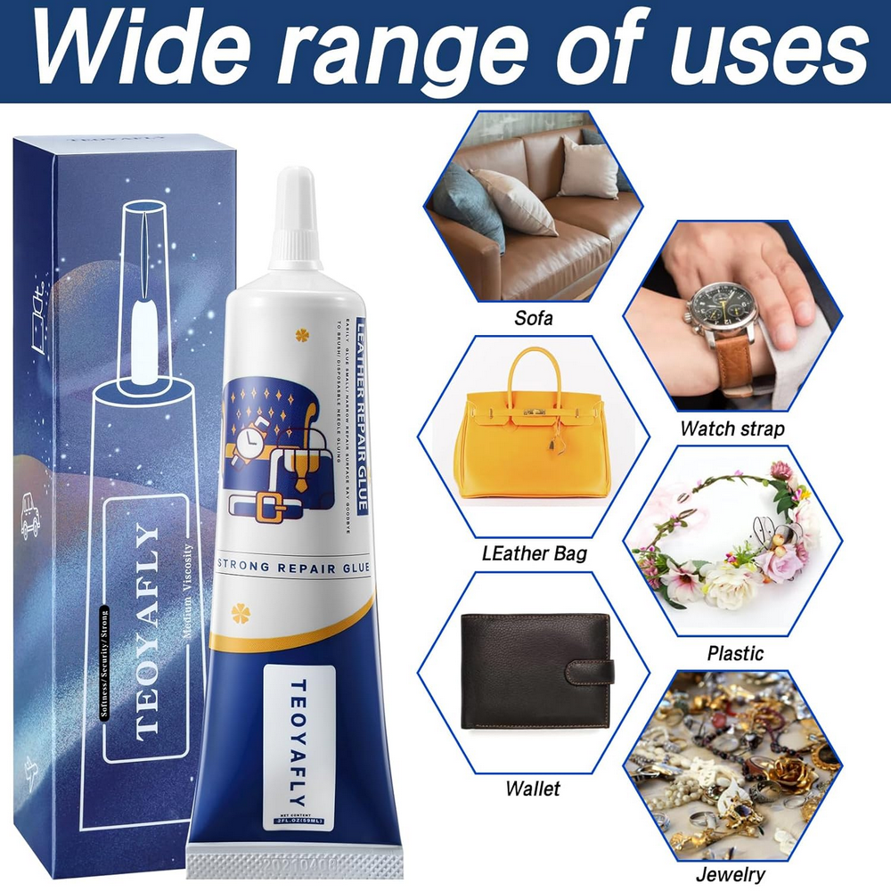 Adeziv Transparent pentru Piele TEOYAFLY, Rasina Moale, 60 ml,  Potrivit pentru Reparatii de Piele, Textile si Bijuterii, 2 x 60ml [3]