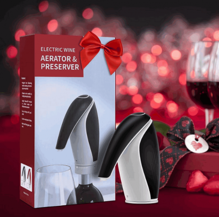 Aerator, Dispenser, Conservator si Decantor Automat Electric pentru Sticla de Vin, Profesional, portabil, EASY Making Life Simple, KD -6, reincarcabil USB, negru/alb [11]