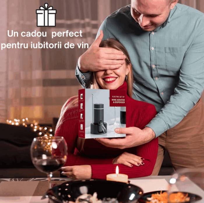 Aerator si Dispenser Automat Electric pentru Sticla de Vin, Profesional, portabil, EASY Making Life Simple, MGS-KD -1, reincarcabil USB, negru [6]