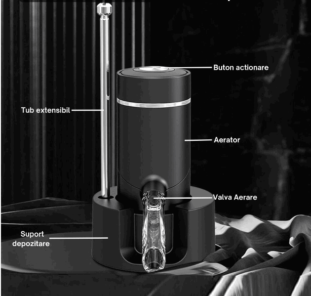 Aerator si Dispenser Automat Electric pentru Sticla de Vin, Profesional, portabil, EASY Making Life Simple, MGS-KD -1, reincarcabil USB, negru [2]