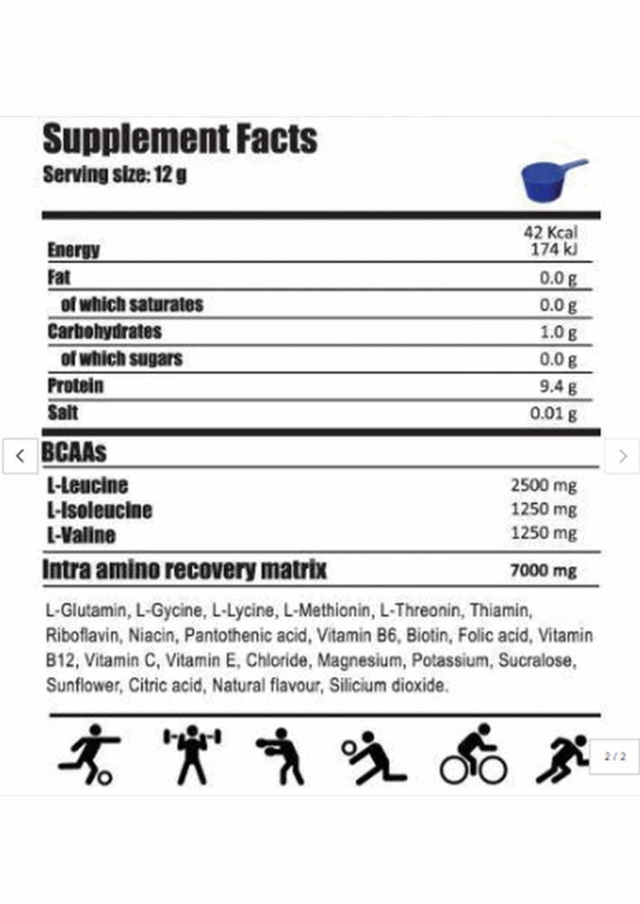 Aminoacizi , Intra Amino, 22 de porții, lamaie, 250g, BioSynthesis [2]