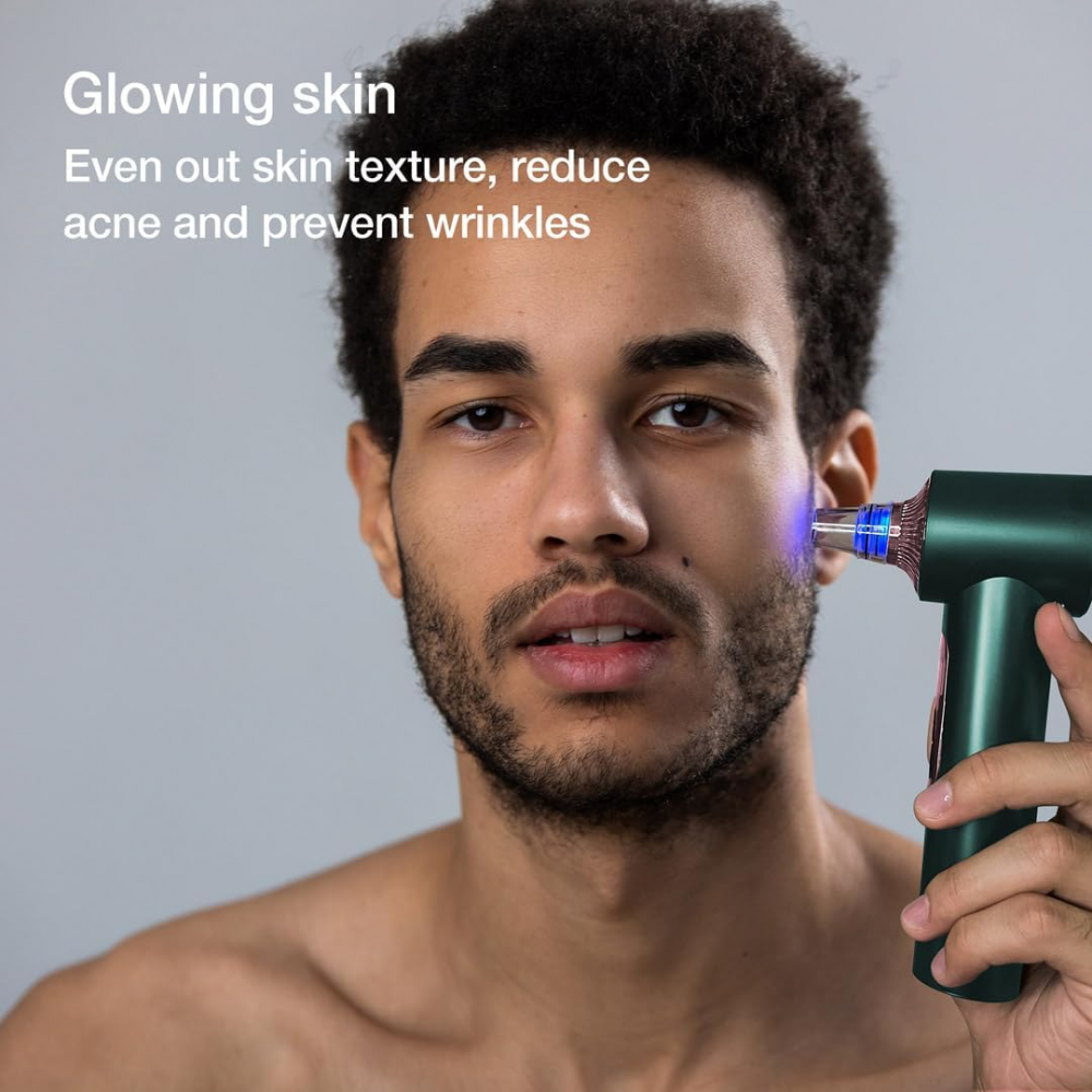 Aparat 4 in 1 pentru indepartat puncte negre, sebum, curatare cu fototerapie LED, comprese cald si rece, fancii Clara, 5 Puteri ajustabile, 8 capete, Ingrijire faciala, Incarcare USB, Verde [5]