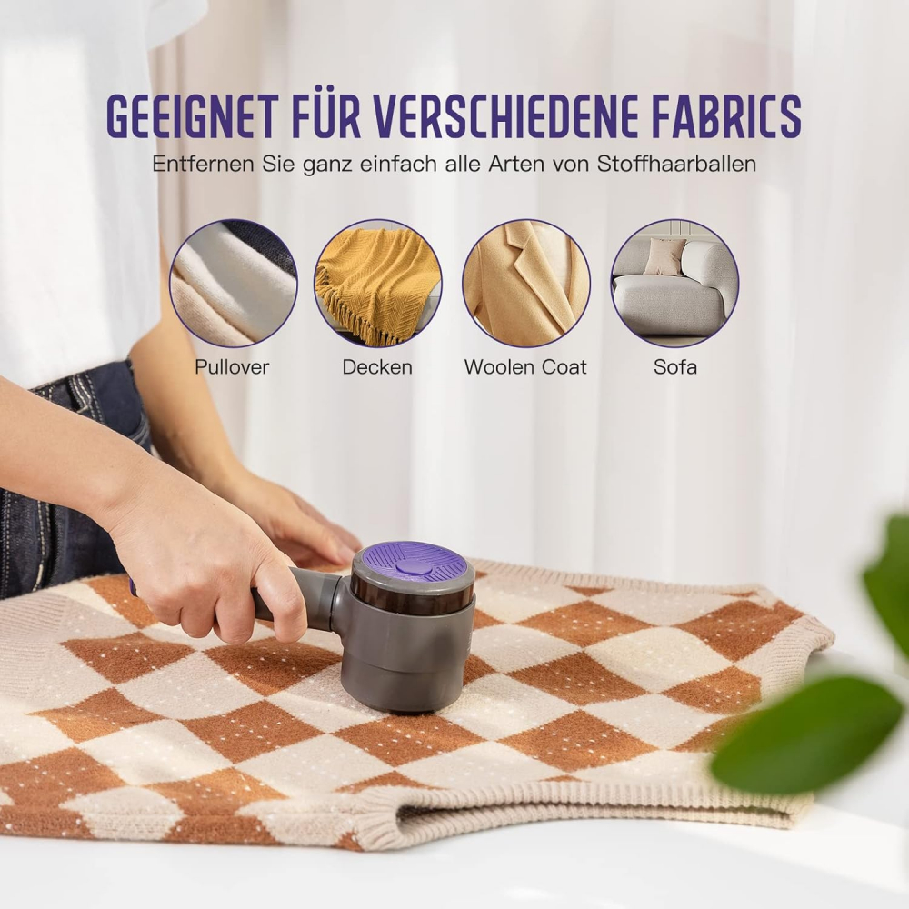 Aparat Electric de Scame Kaskawise, Negru, Reîncărcabil USB, 6 Lame din Oțel Inoxidabil, 2 Rezerve Incluse, Curățare Rapidă pentru Haine, Țesături și Textile [5]