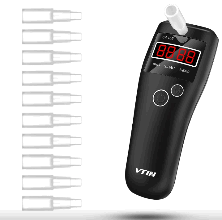 Aparat Etilotest VTIN CA156A cu 10 Mustiucuri, Calibrare Electronică Precisă, Senzor de alcool cu semiconductor, Negru [2]