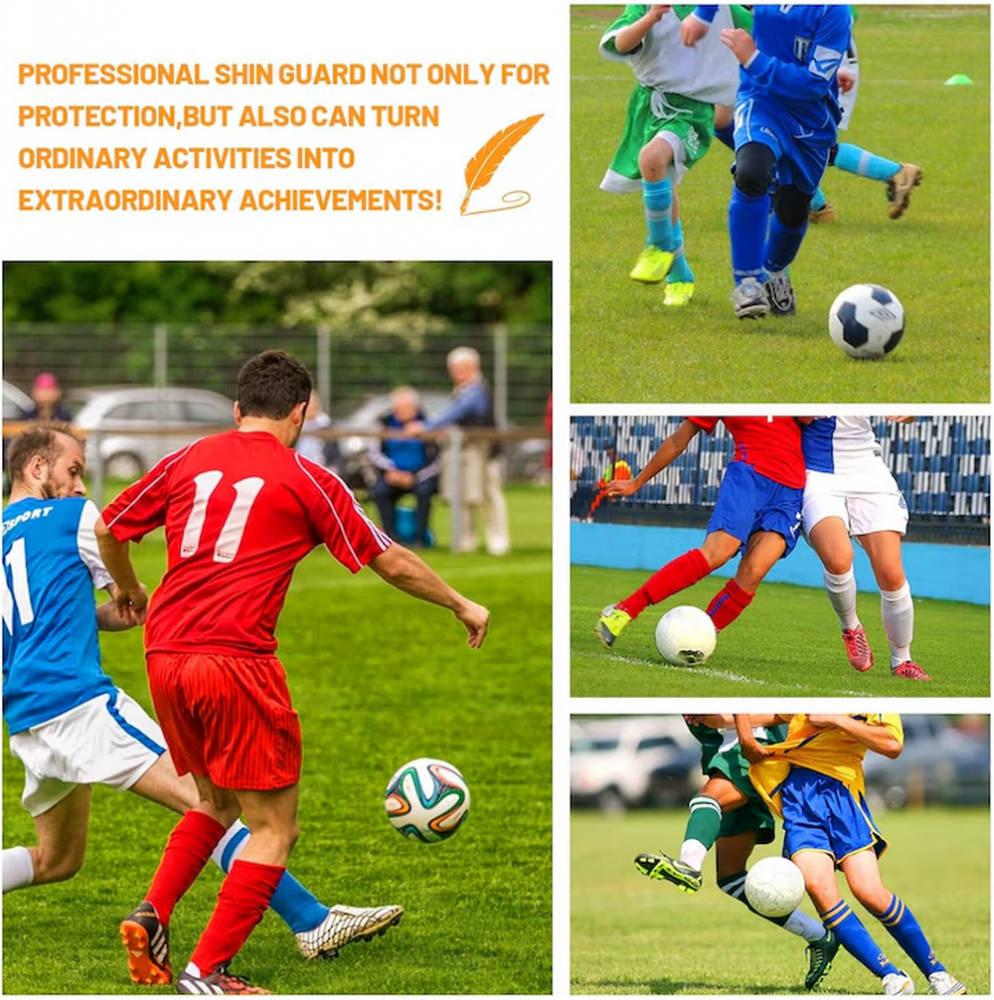 Apărători Tibie pentru Fotbal, Protecție pentru Copii și Adulți, Mărimea M, albastru, 160-175 cm [2]
