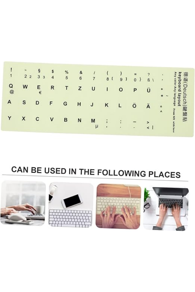 Autocolant fosforescent pentru tastatură în limba germană, 1 coală, 18x6,5 cm [4]