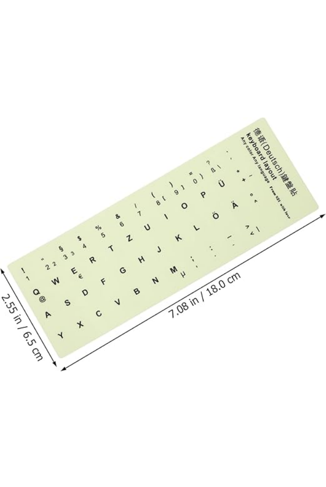 Autocolant fosforescent pentru tastatură în limba germană, 1 coală, 18x6,5 cm [6]