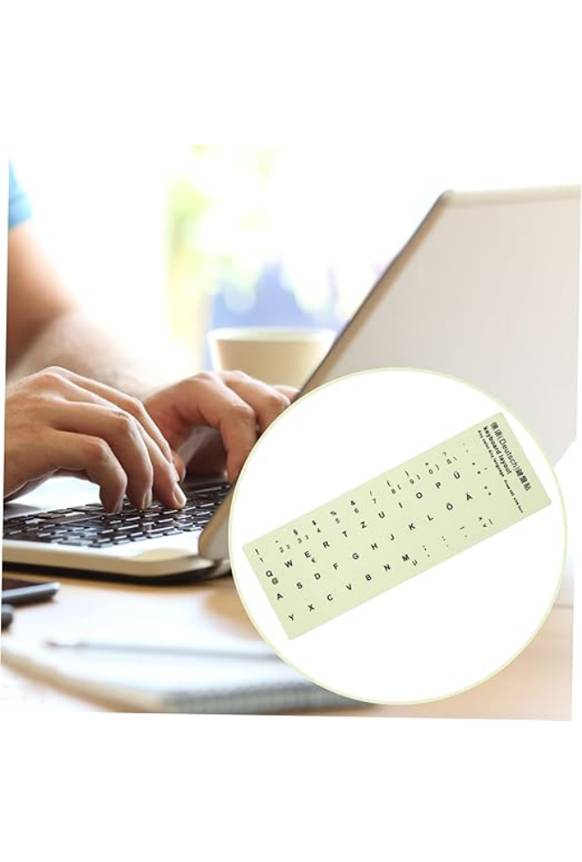 Autocolant fosforescent pentru tastatură în limba germană, 1 coală, 18x6,5 cm [3]