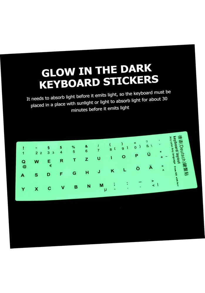 Autocolant fosforescent pentru tastatură în limba germană, 1 coală, 18x6,5 cm [8]