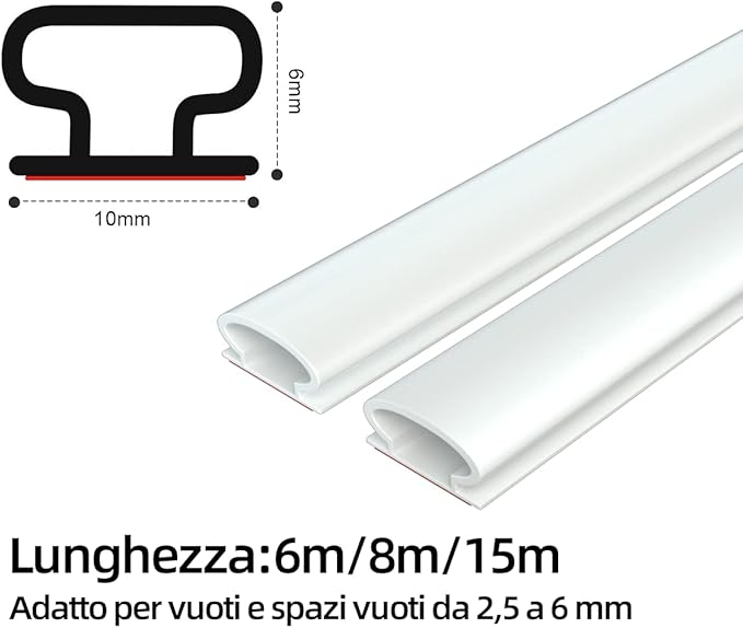 Bandă Autoadezivă de Etanșare pentru Uși și Ferestre, Profil D, 10M, Izolare Fonica și Termică, Cauciuc Rezistent, Alb [2]