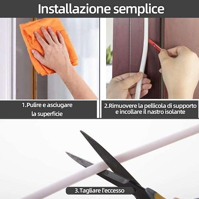 Bandă Autoadezivă de Etanșare pentru Uși și Ferestre, Profil D, 10M, Izolare Fonica și Termică, Cauciuc Rezistent, Alb [4]