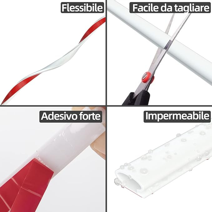 Bandă Autoadezivă de Etanșare pentru Uși și Ferestre, Profil D, 10M, Izolare Fonica și Termică, Cauciuc Rezistent, Alb [3]