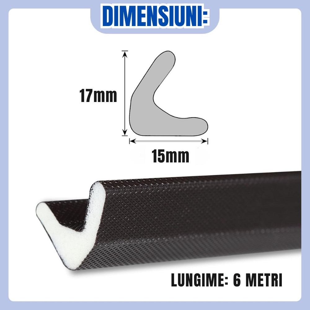 Banda etansare usa si fereastra V autoadeziva 6m x 17mm negru – izolatie termica si fonica [2]