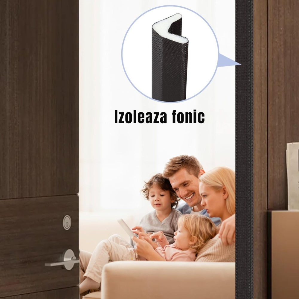 Banda etansare usa si fereastra V autoadeziva 6m x 17mm negru – izolatie termica si fonica [5]