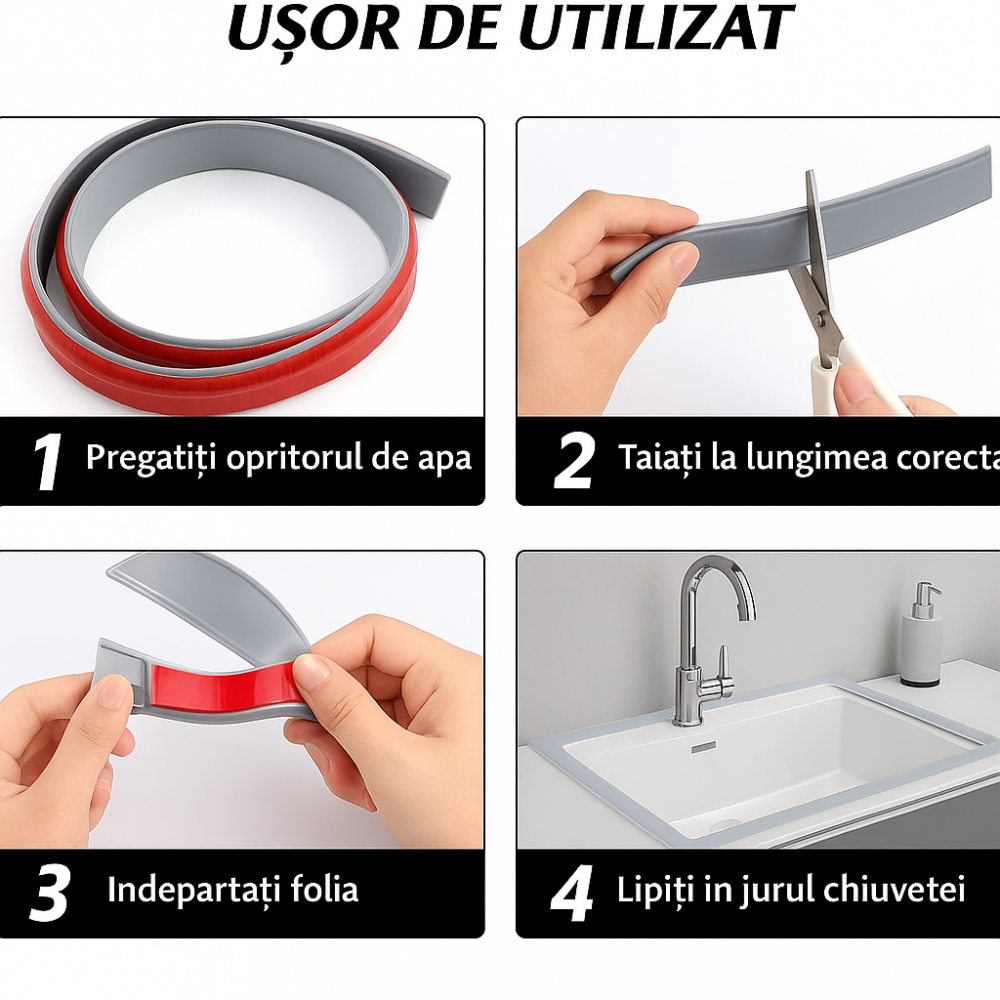 Banda flexibila autoadeziva de etansare pentru dus, chiuveta sau cada, 1 metru [5]