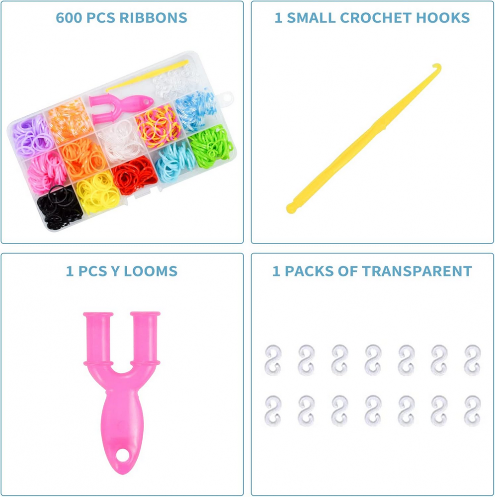 Benzi Elastice Colorate pentru Bratari si Creatii DIY, pentru Fete si Baieti, 600 piese [3]