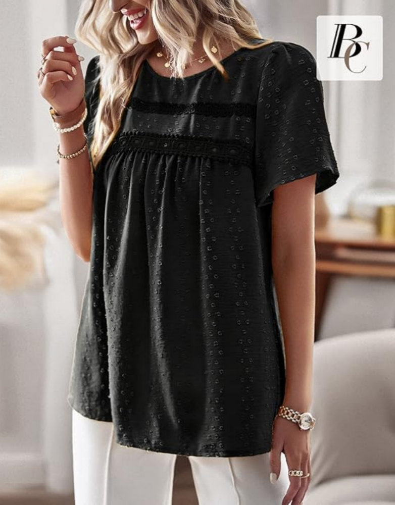 Bluza lejera de vara pentru femei, cu design boho, BebreezChic, negru [5]