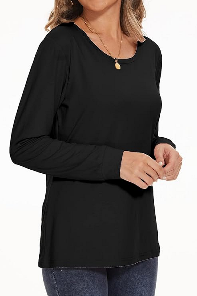 Bluză Termică pentru Femei KINGFEN, Căptușită cu Fleece, Călduroasă și Respirabilă, negru, marime M [3]