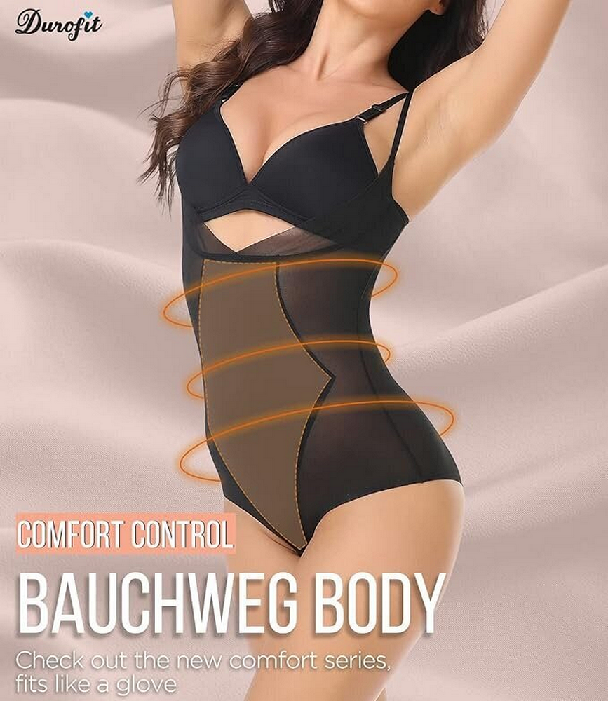 Body modelator pentru femei, cu efect de subtiere si sustinere abdominala, DUROFIT, negru, marime XL [4]