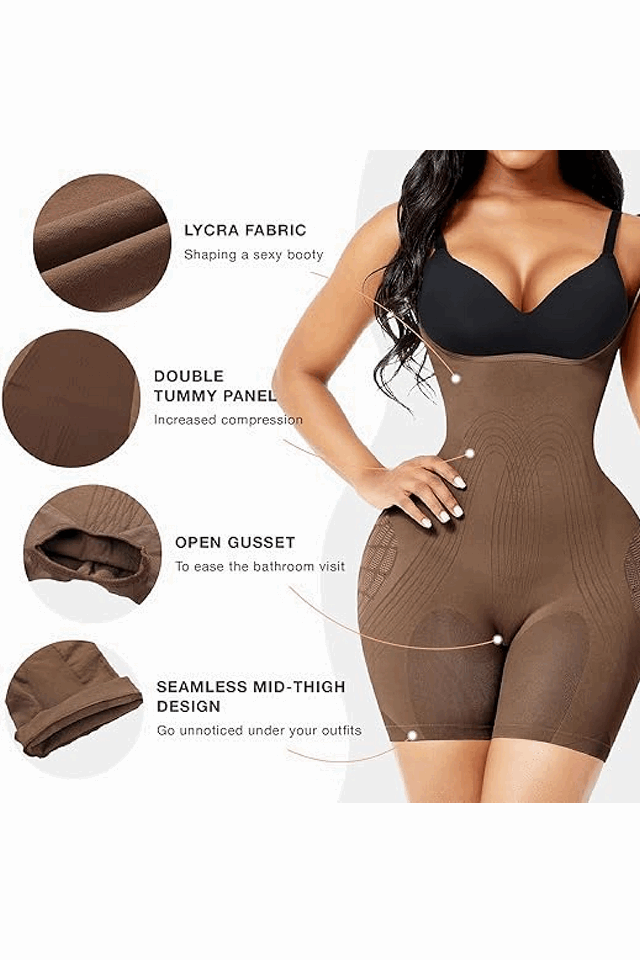 Body  modelator pentru talie, abdomen și posterior, FeelinGirl, maro, marime XS/S, ODZD [5]