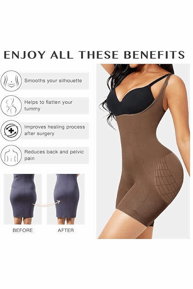 Body  modelator pentru talie, abdomen și posterior, FeelinGirl, maro, marime XS/S, ODZD [4]
