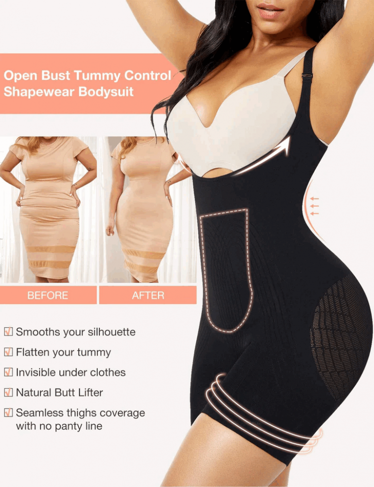 Body  modelator pentru talie, abdomen și posterior, FeelinGirl, negru, marime M/L, O5SD [5]