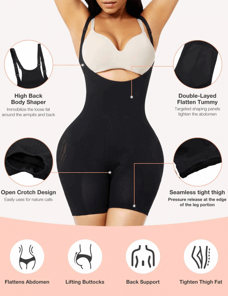 Body  modelator pentru talie, abdomen și posterior, FeelinGirl, negru, marime M/L, O5SD [4]