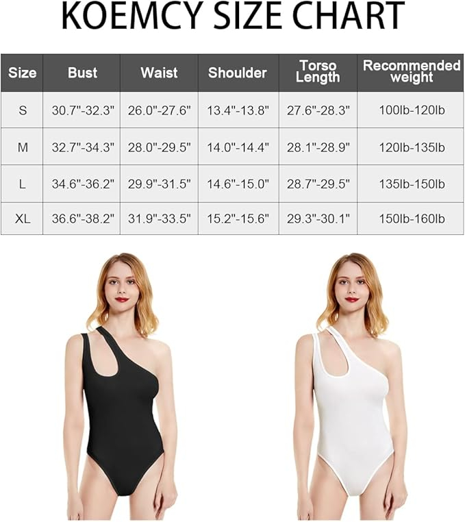 Body Dama Asimetric din Material Elastic, Model Cu Umăr Gol, Decolteu Elegant, Moale și Confortabil, Negru [3]