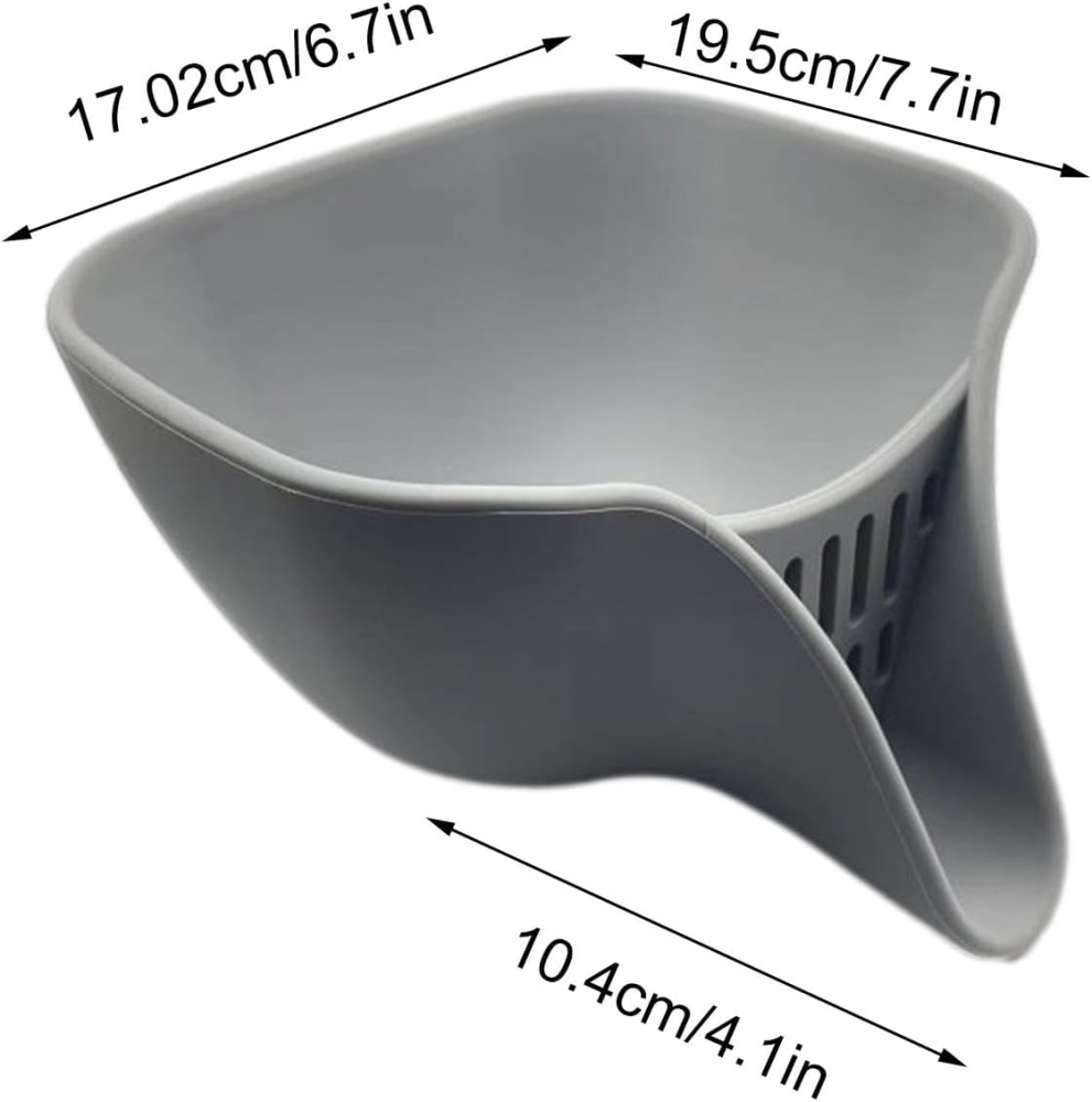 Bol cu Strecuratoare pentru Spalat fructe si legume, Silicon, 19.5x17x10.4 cm, Gri [2]