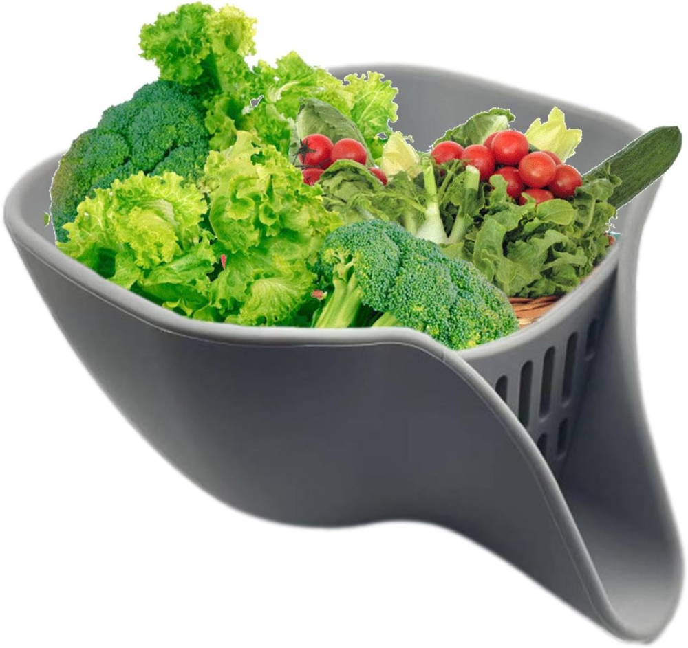Bol cu Strecuratoare pentru Spalat fructe si legume, Silicon, 19.5x17x10.4 cm, Gri [1]
