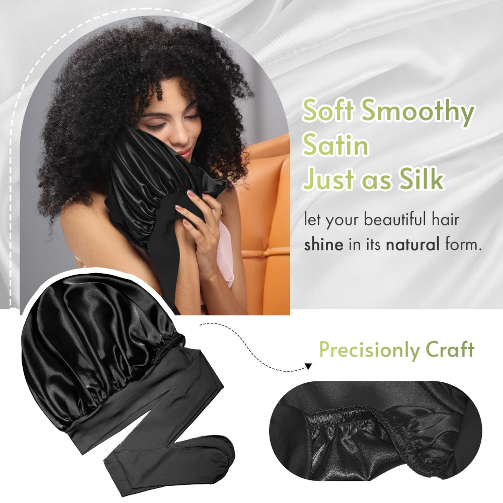 Boneta satin XL pentru par lung si cret, afro [5]