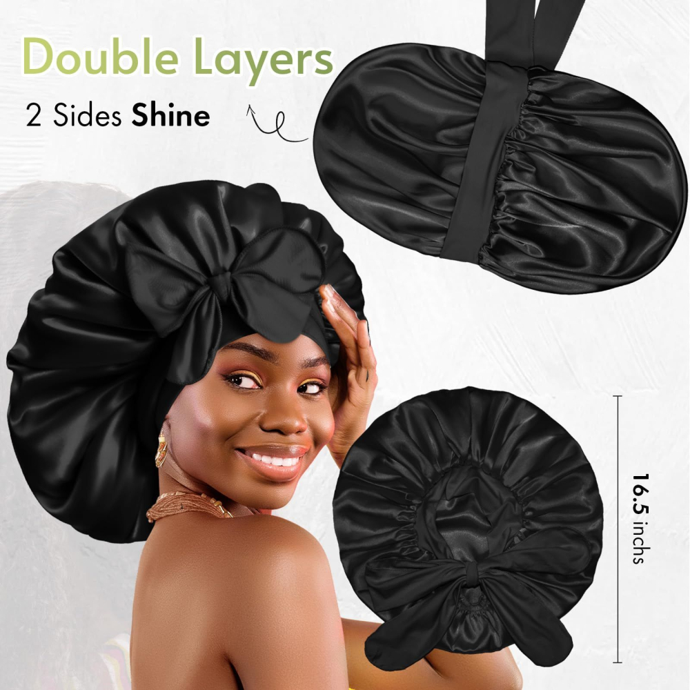 Boneta satin XL pentru par lung si cret, afro [4]