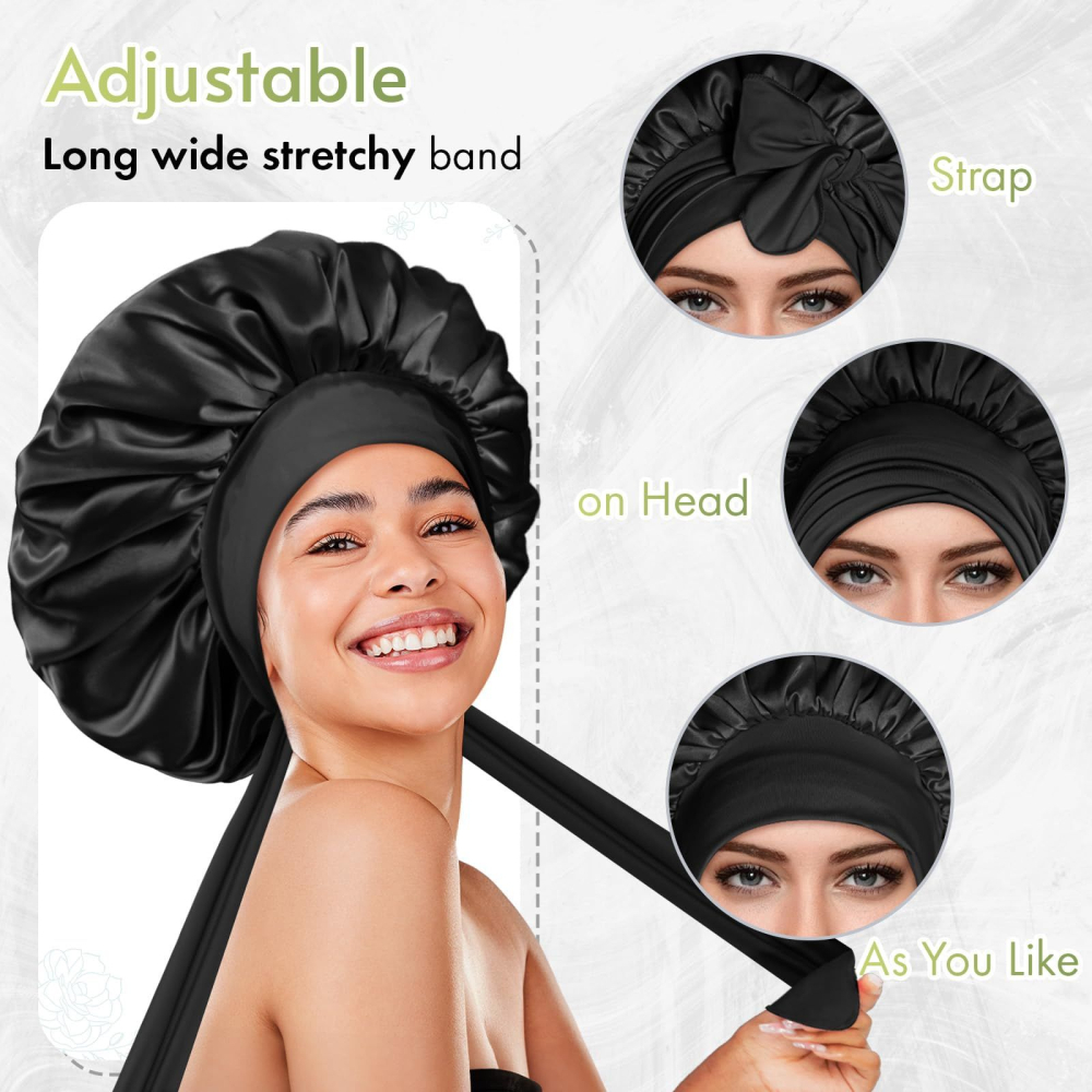 Boneta satin XL pentru par lung si cret, afro [2]