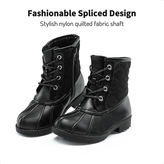 Botine de Iarnă pentru Fete, Impermeabile și Antiderapante, Căptușeală Călduroasă din Blană Sintetică, DREAM PAIRS, Negru [5]