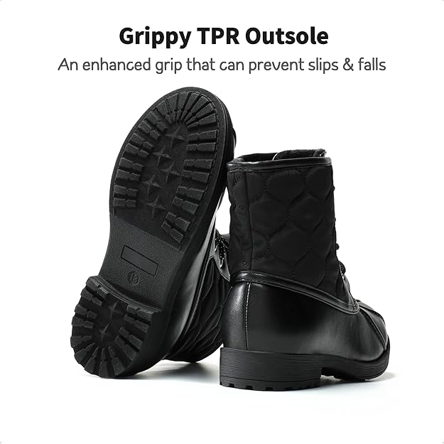 Botine de Iarnă pentru Fete, Impermeabile și Antiderapante, Căptușeală Călduroasă din Blană Sintetică, DREAM PAIRS, Negru [4]
