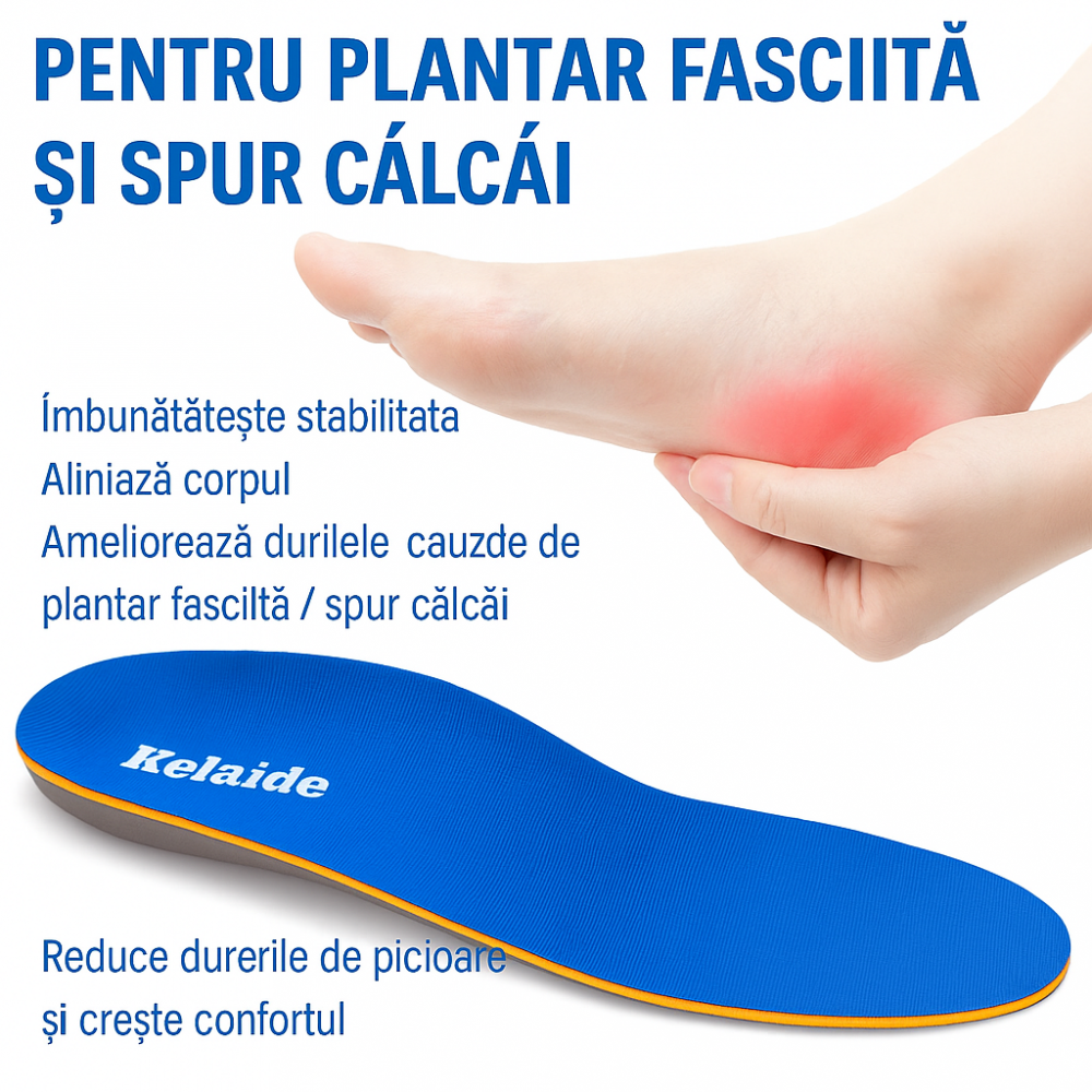 Branturi ortopedice  pentru barbati si femei, pentru platfus, fasceita plantara, dureri de calcai, metatarsalgie, Kelaide, culoare albastra [3]