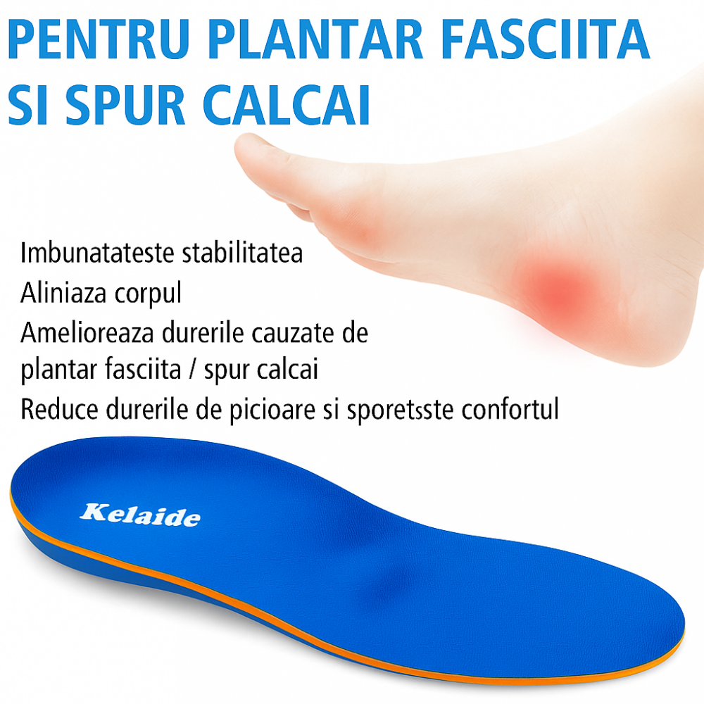 Branturi ortopedice  pentru barbati si femei, pentru platfus, fasceita plantara, dureri de calcai, metatarsalgie, Kelaide, culoare albastra [2]
