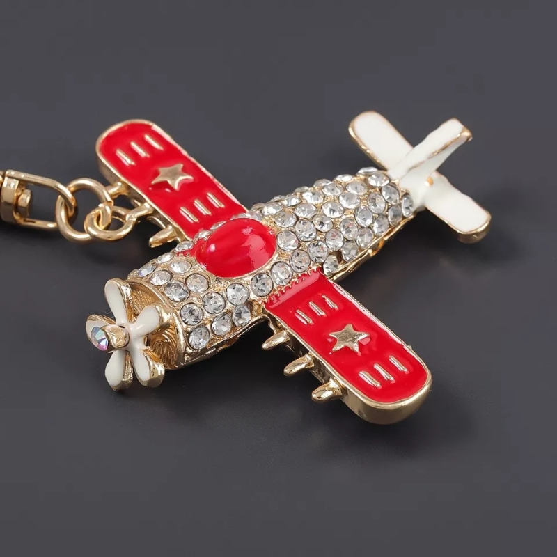 Breloc Avion Retro cu Cristale, Model cu Strasuri, Accesoriu Elegant pentru Chei sau Geanta [4]