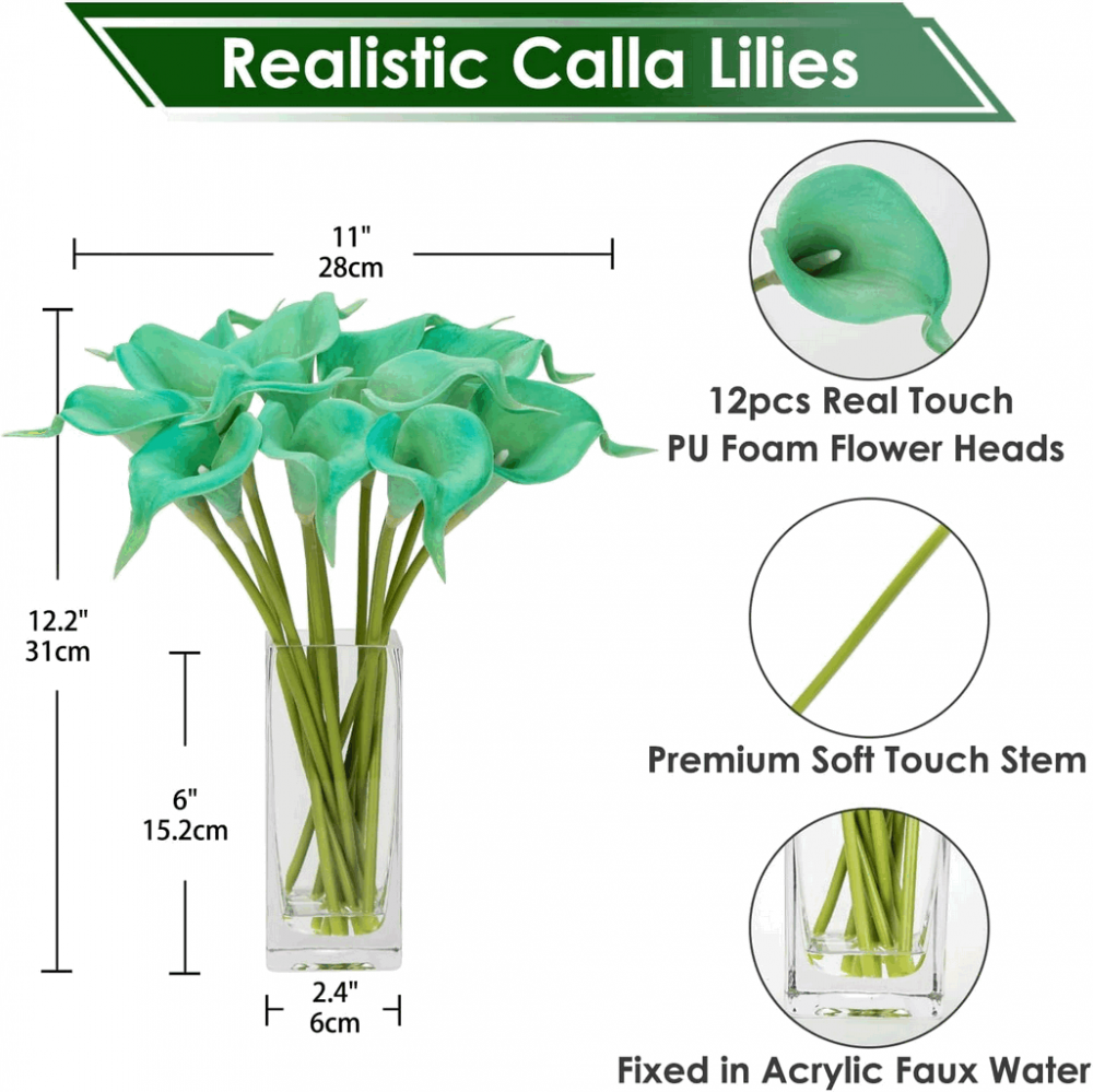 Buchet de 16 Crini Artificiali Calla într-o Vază de Sticlă, TU93 [7]