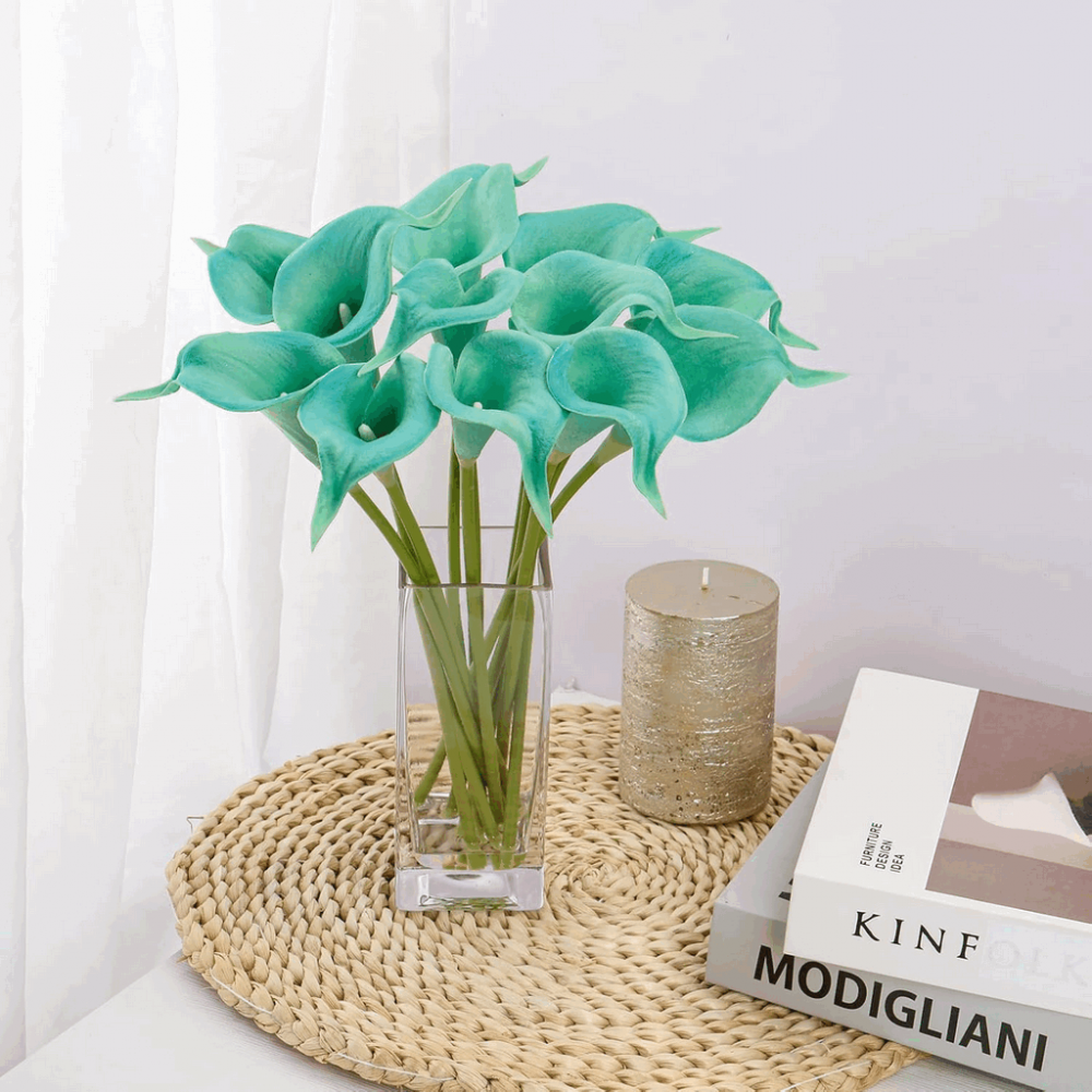 Buchet de 16 Crini Artificiali Calla într-o Vază de Sticlă, TU93 [2]
