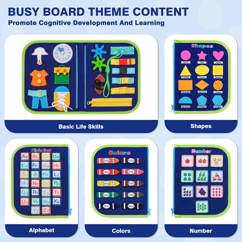 Busy Board 4 in 1 pentru Copii – Jucarie Montessori Senzoriala cu 4 Straturi, Activitati Educative pentru Dezvoltarea Abilitatilor Motorii, Cadou Ideal pentru Copii de 1-5 Ani [3]