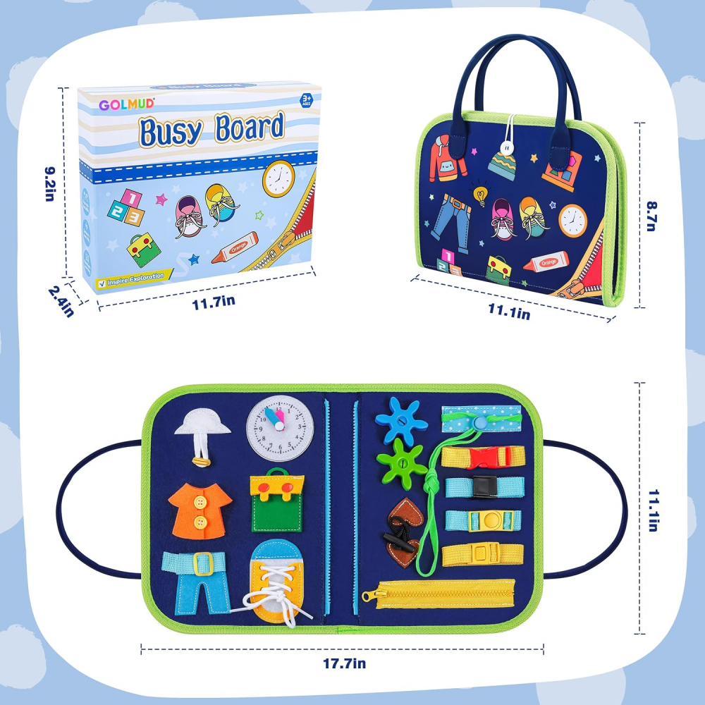 Busy Board 4 in 1 pentru Copii – Jucarie Montessori Senzoriala cu 4 Straturi, Activitati Educative pentru Dezvoltarea Abilitatilor Motorii, Cadou Ideal pentru Copii de 1-5 Ani [2]